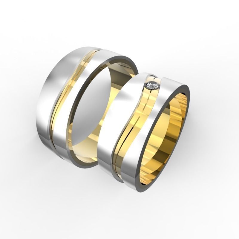 Wedding bands from 3 partrs  3D print model_3