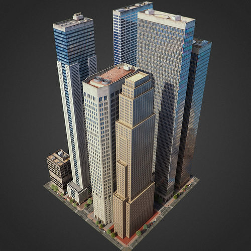 Realistic City District H20-H36 3D model 4