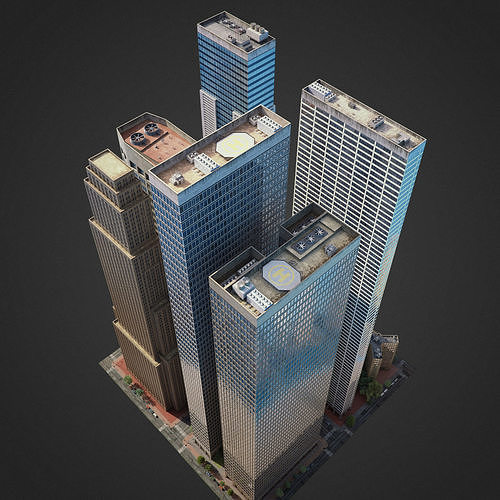 Realistic City District H20-H36 3D model 2