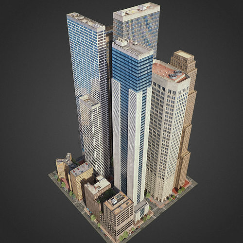 Realistic City District H20-H36 3D model 3