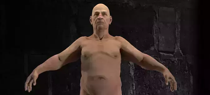 OldMan High Detailed High and Low Poly Low-poly 3D model