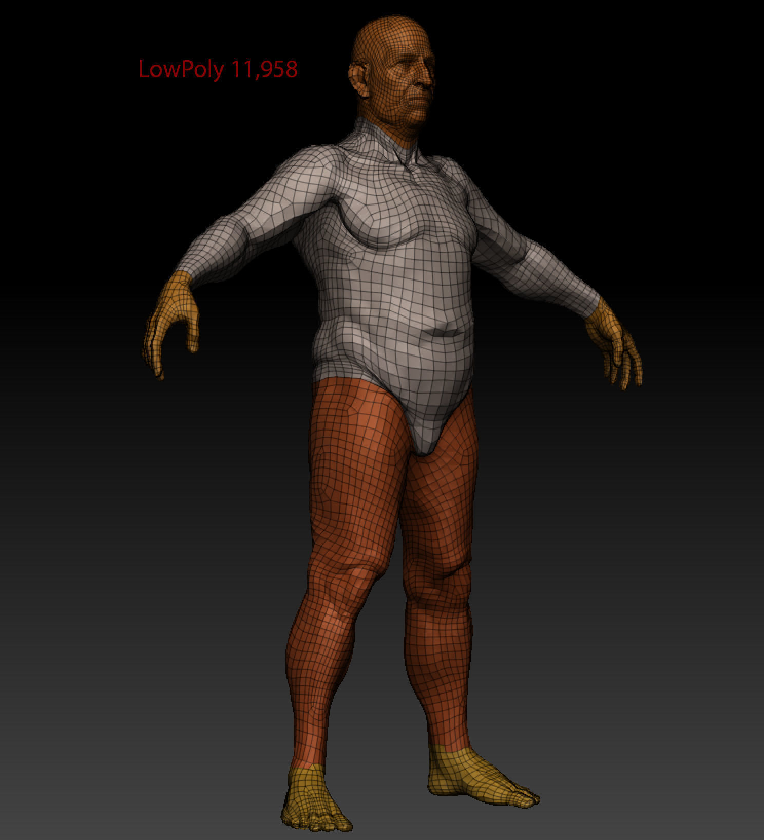 OldMan High Detailed High and Low Poly Low-poly 3D model_13