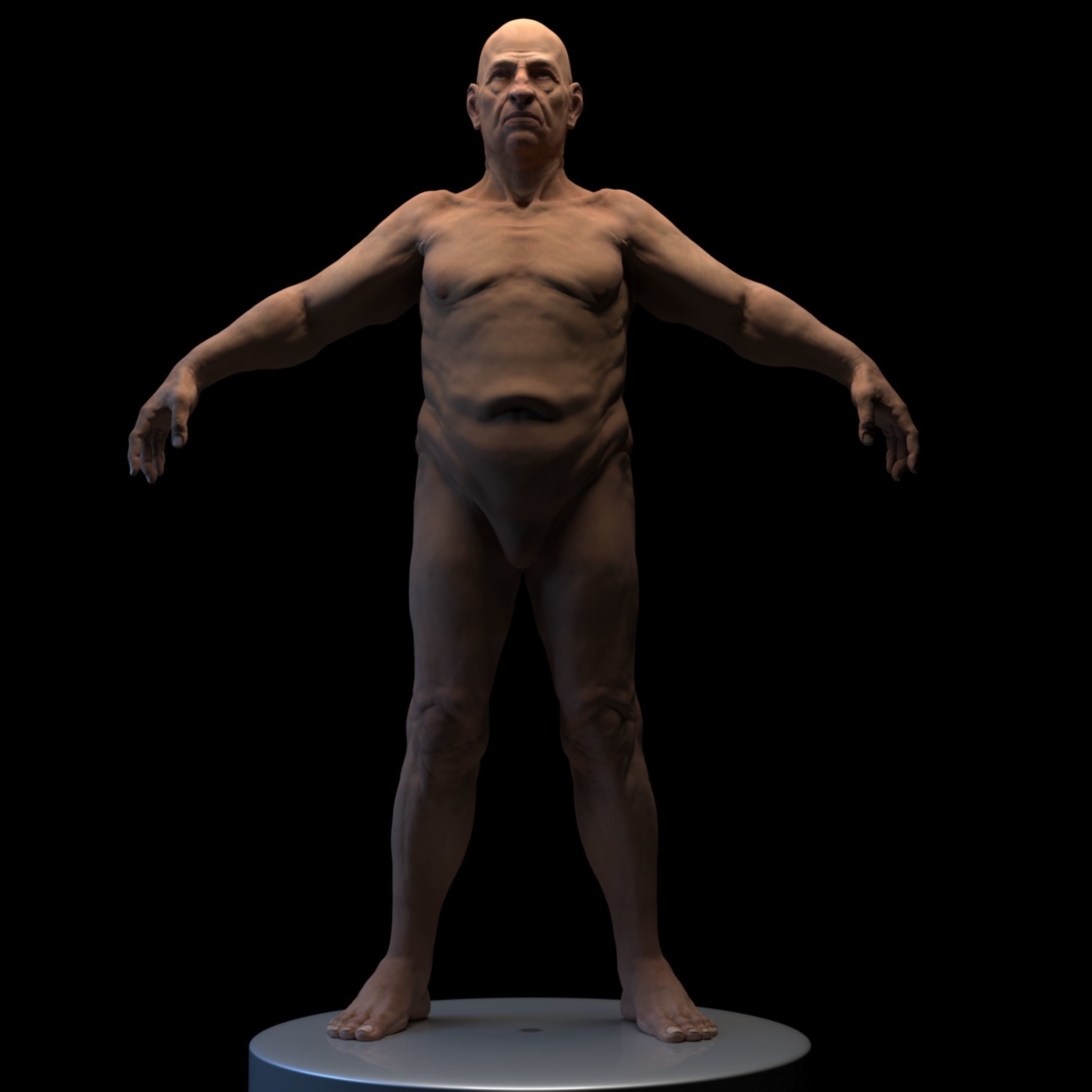 OldMan High Detailed High and Low Poly Low-poly 3D model_2