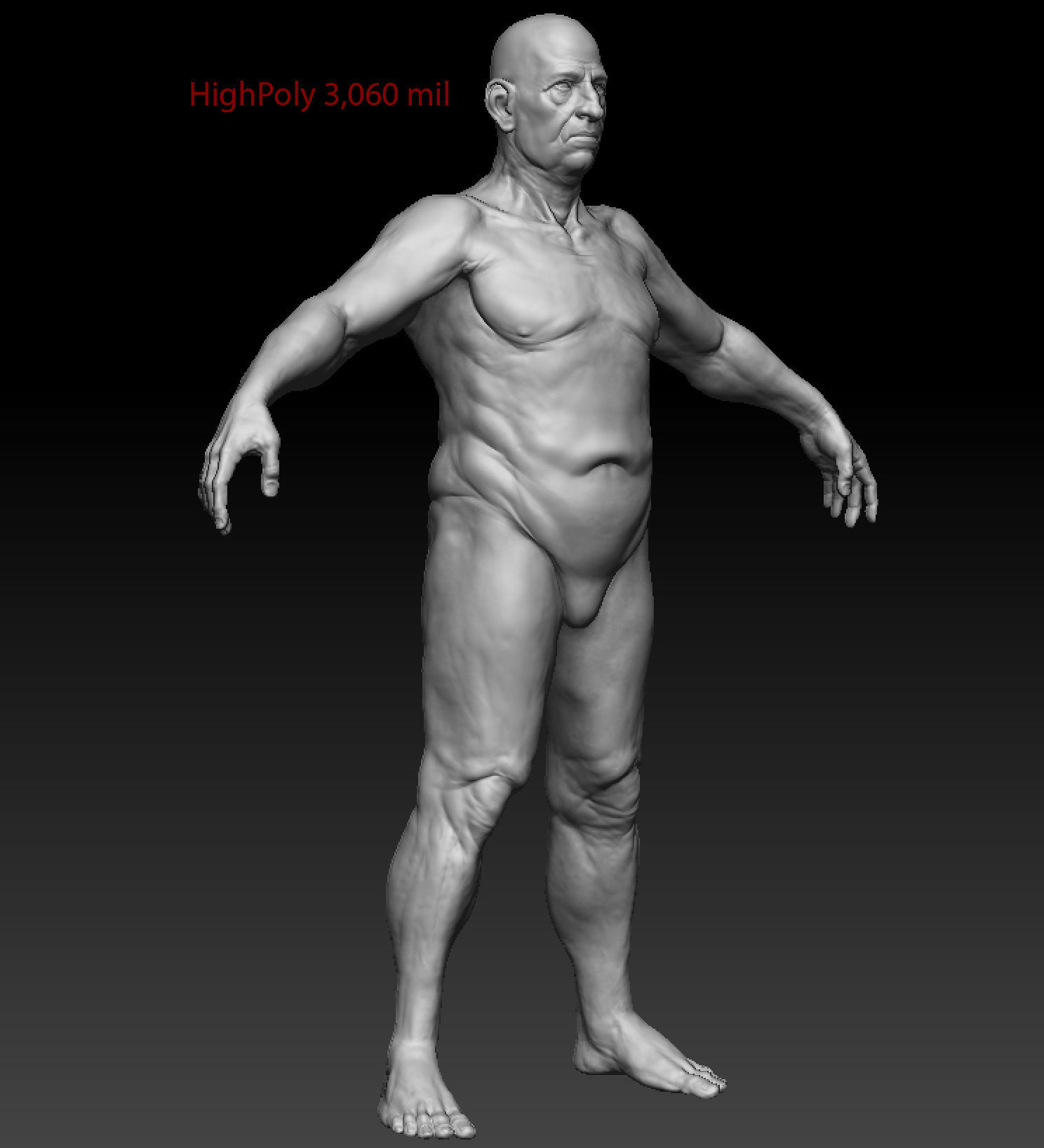 OldMan High Detailed High and Low Poly Low-poly 3D model_12