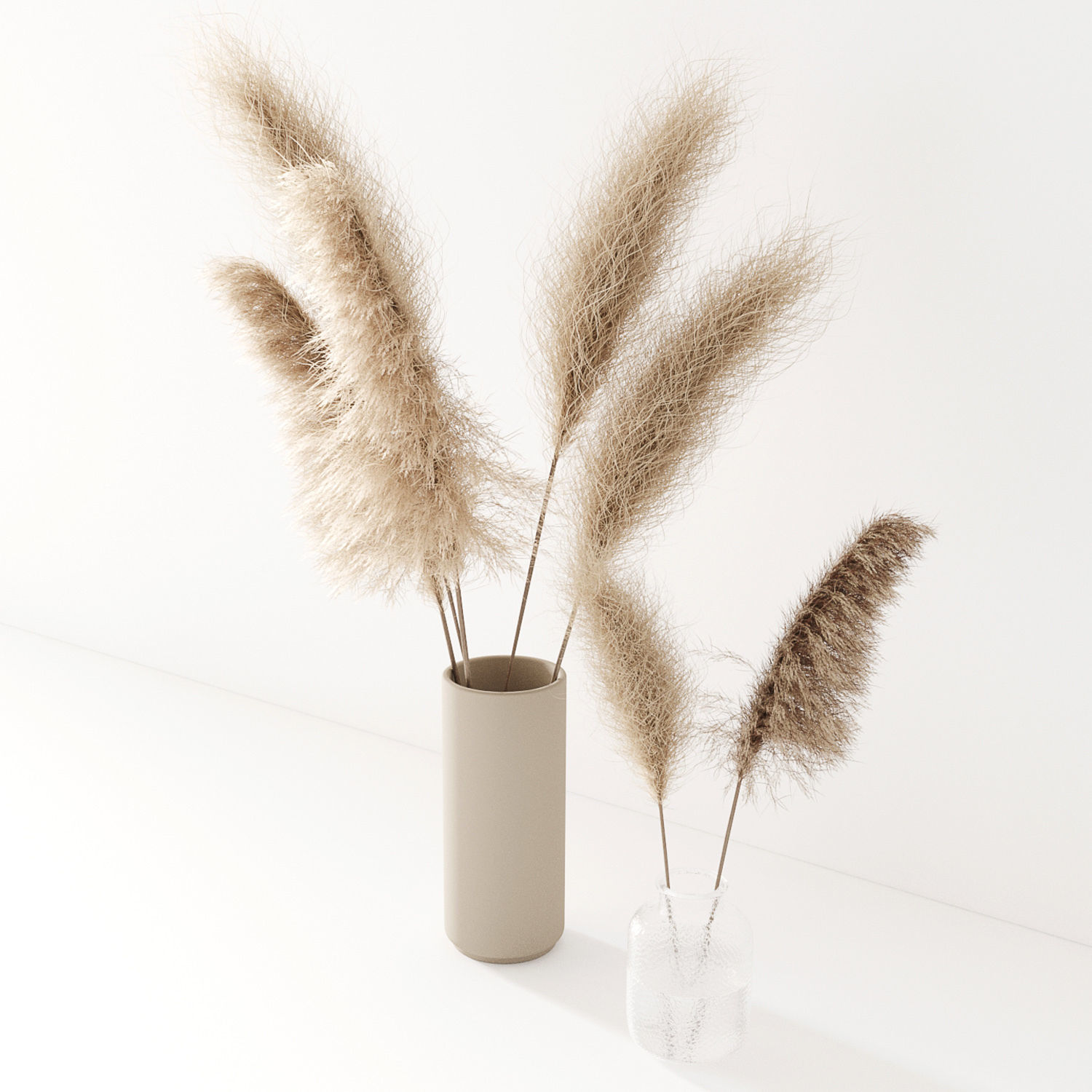 Set of pampas in vase 3D model_1