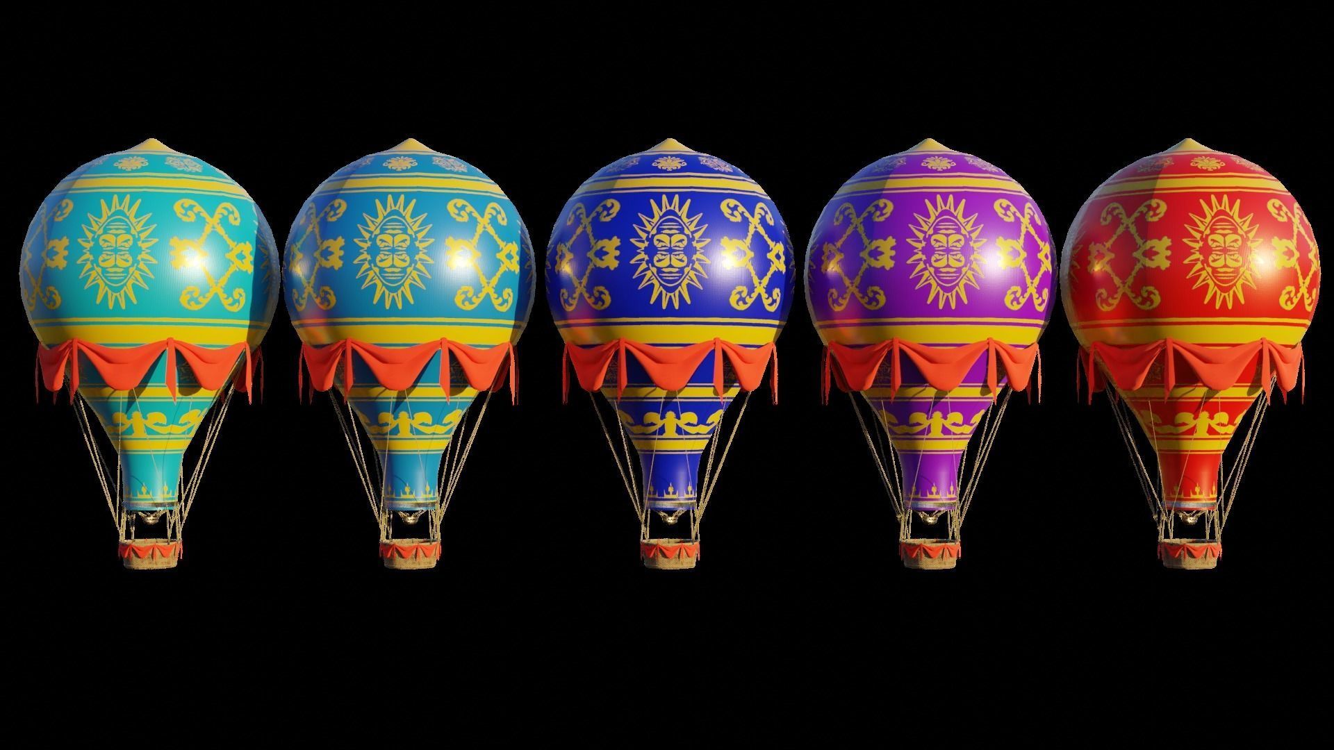 Hot Air Balloon Low-poly 3D model_1