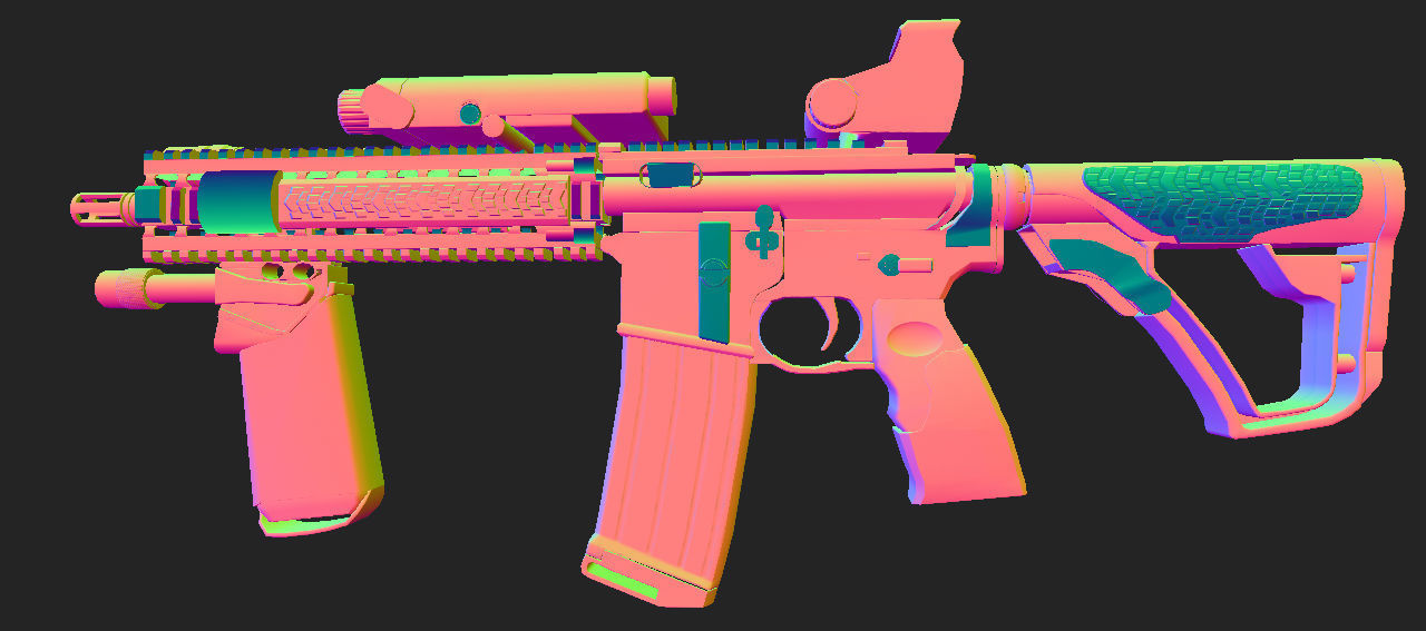 Daniel Defense MK18 GUN   Low poly Game Ready 3D Model Free low-poly 3D model_21