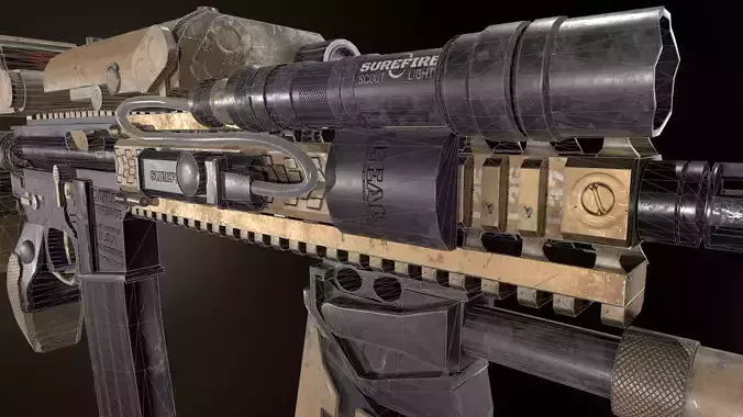Daniel Defense MK18 GUN   Low poly Game Ready 3D Model Free low-poly 3D model