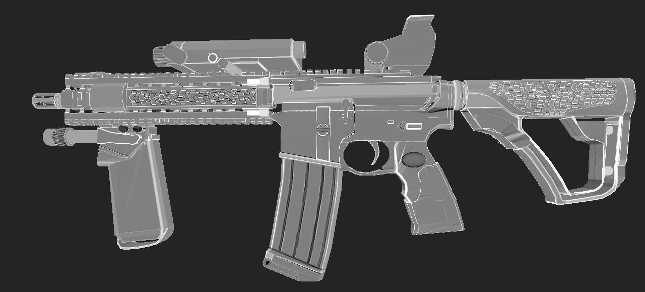 Daniel Defense MK18 GUN   Low poly Game Ready 3D Model Free low-poly 3D model_16