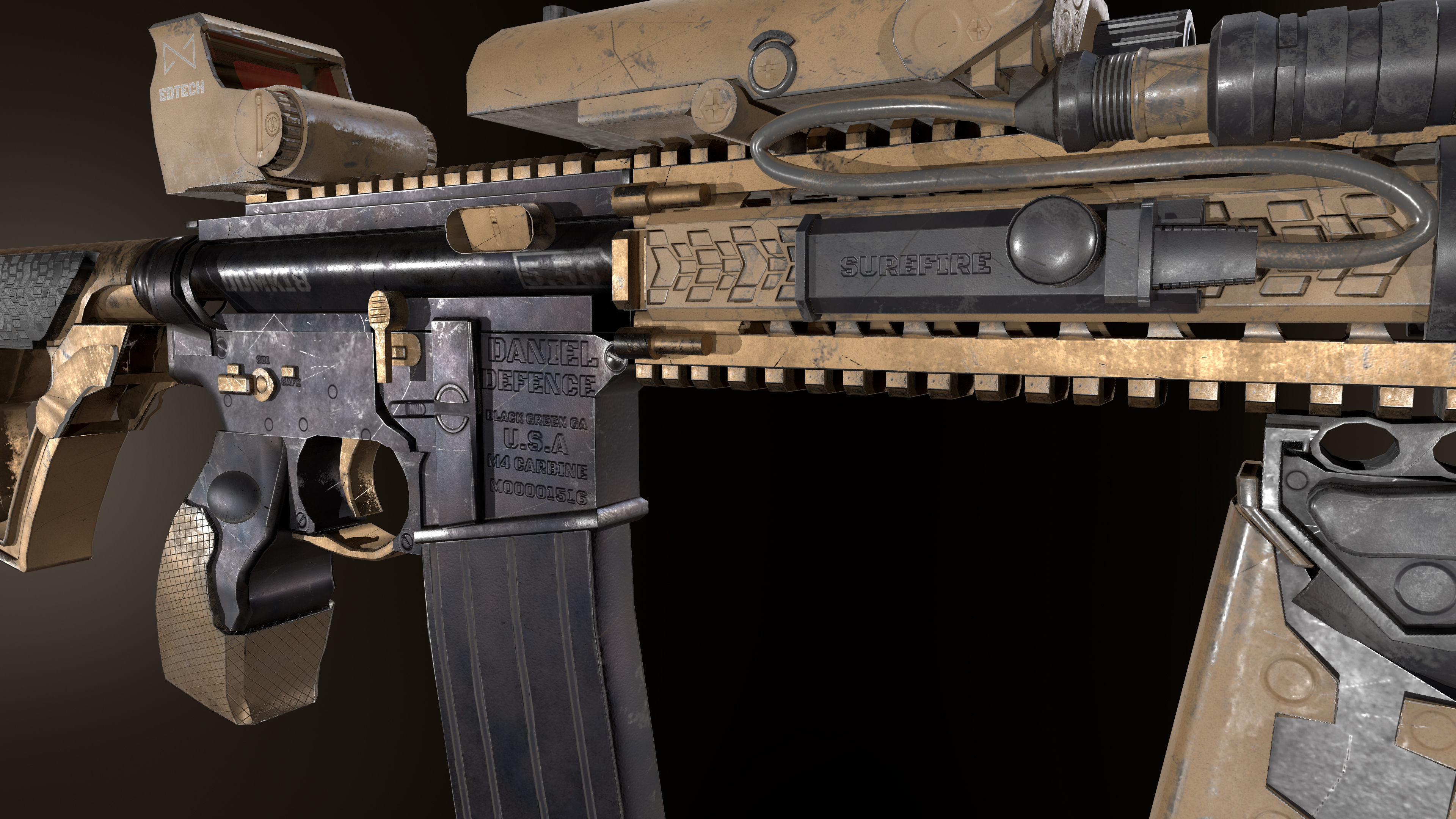 Daniel Defense MK18 GUN   Low poly Game Ready 3D Model Free low-poly 3D model_9