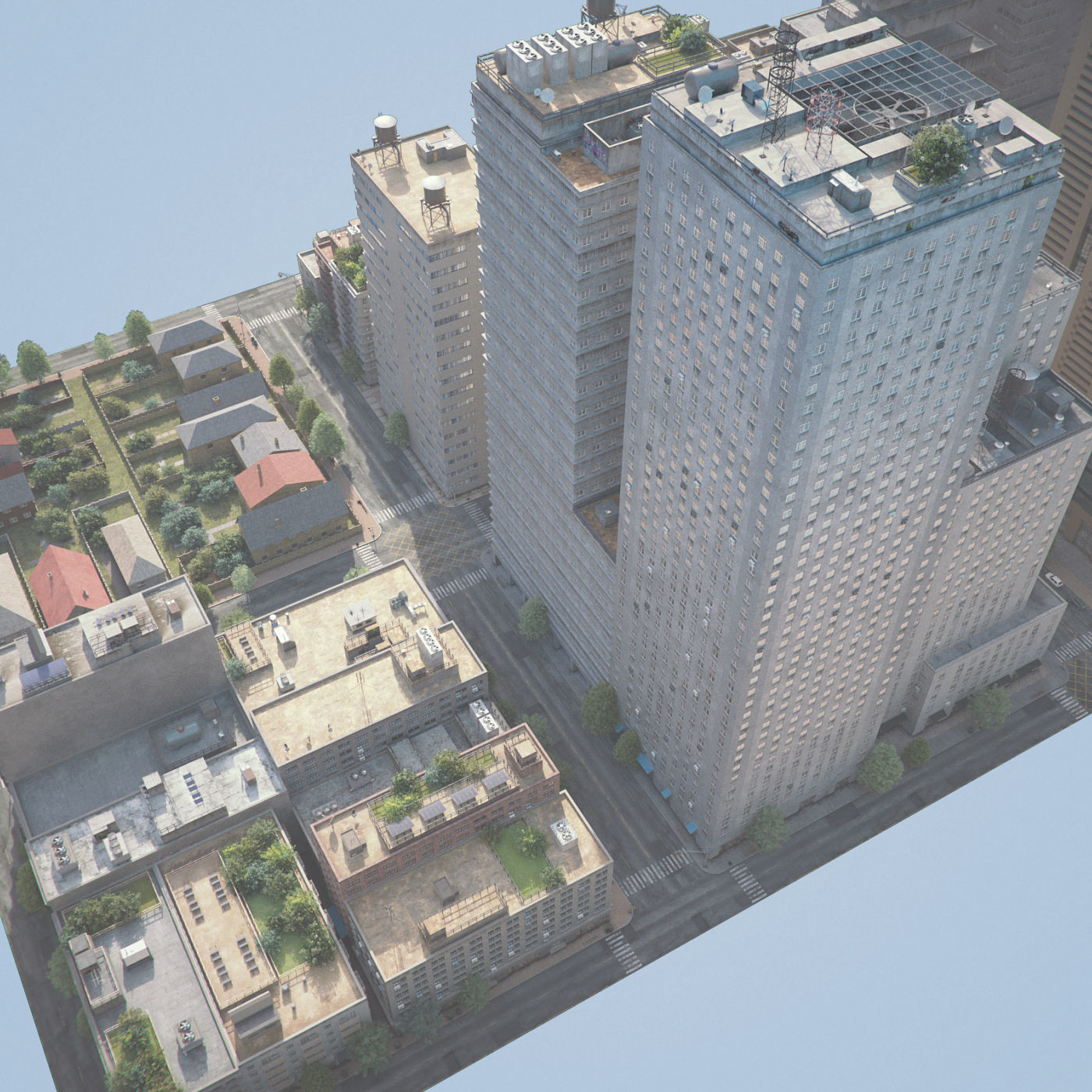 Realistic City District H13-R27 3D model_4