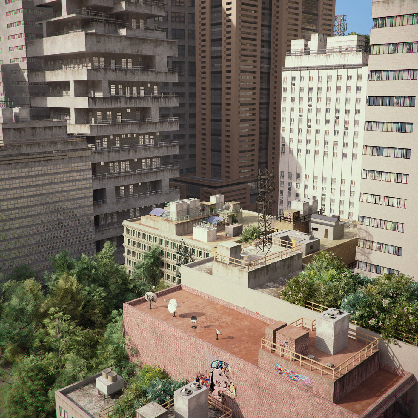 Realistic City District H13-R27 3D model_8