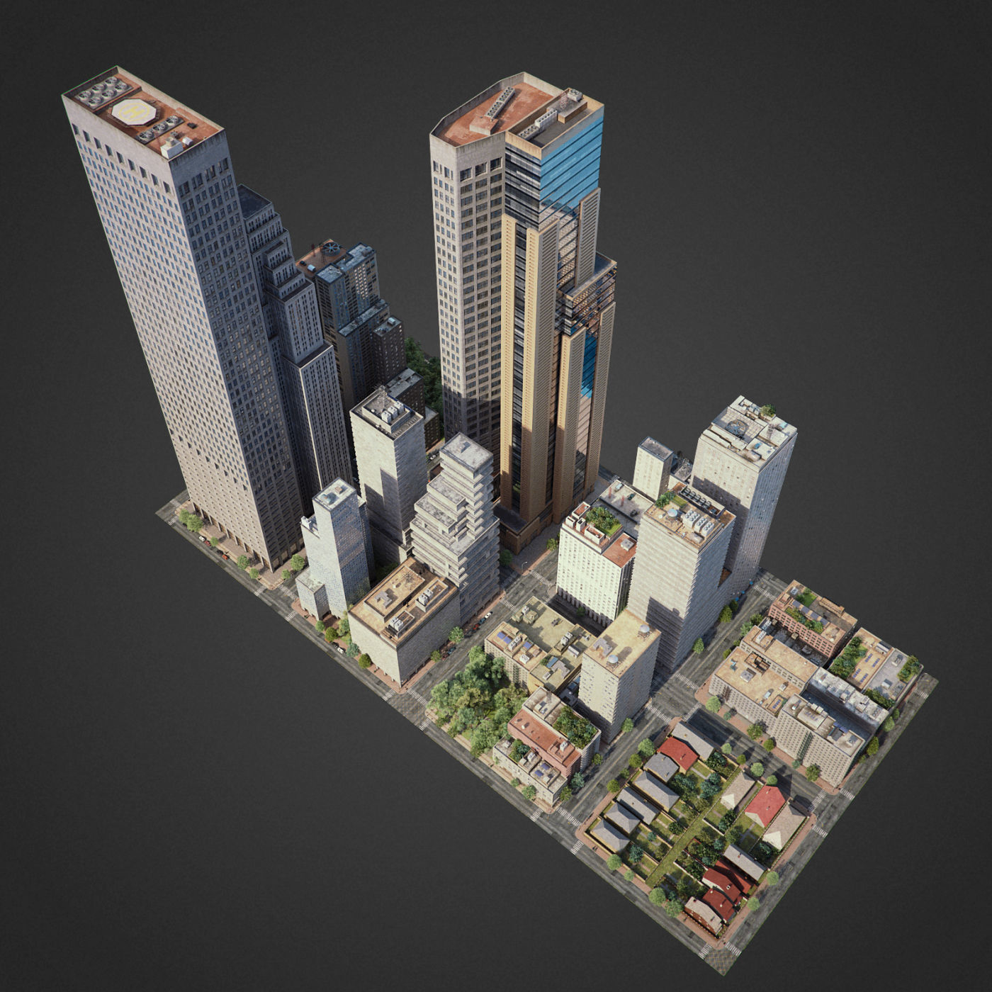 Realistic City District H13-R27 3D model_1