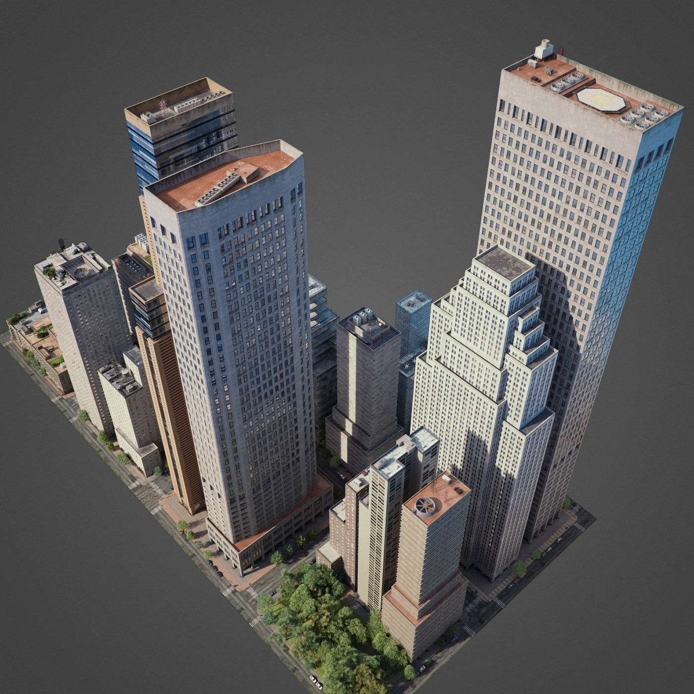 Realistic City District H13-R27 3D model_3