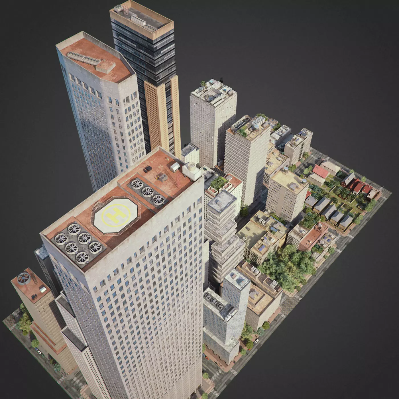 Realistic City District H13-R27 3D model_0
