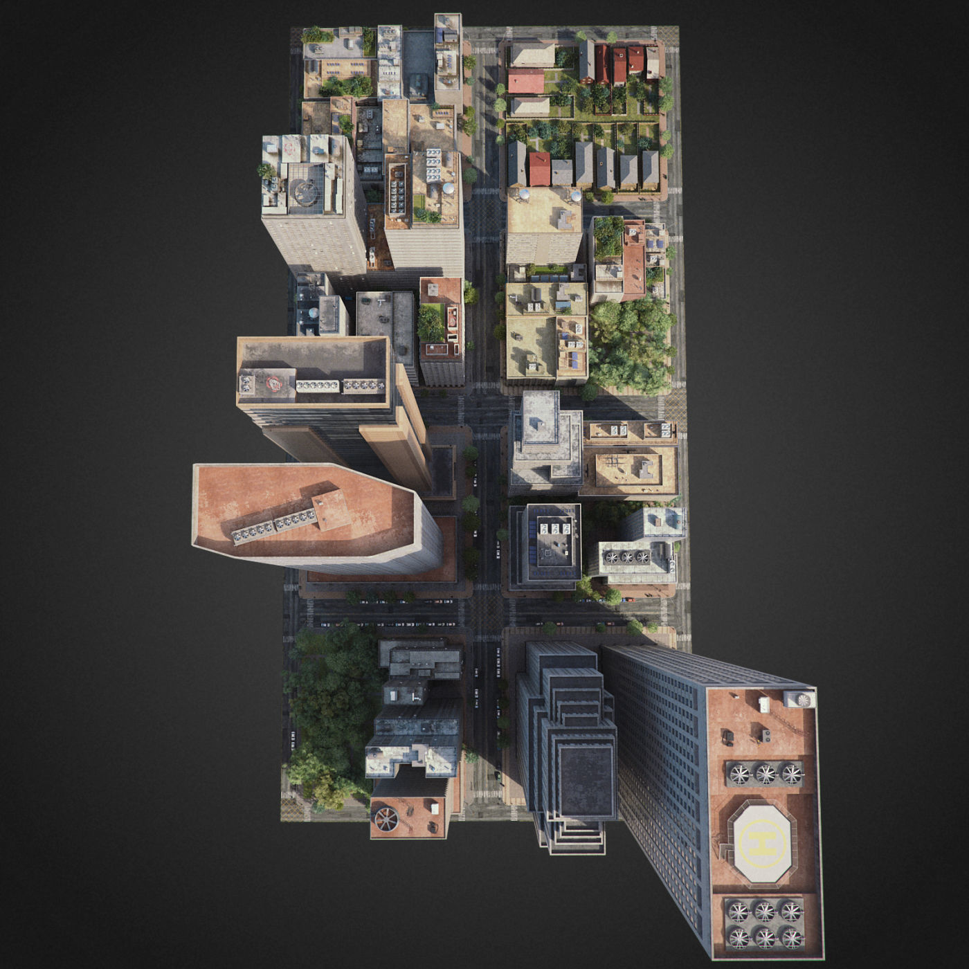 Realistic City District H13-R27 3D model_12