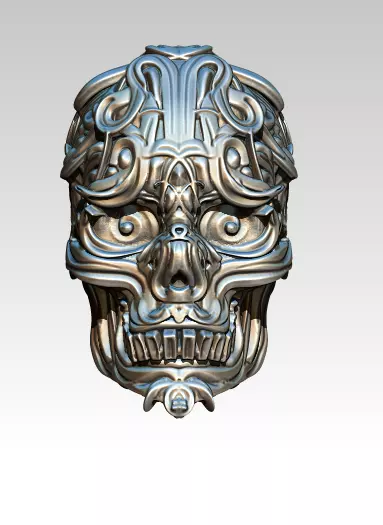 Android curve wired skull head modern art bust 3D print model