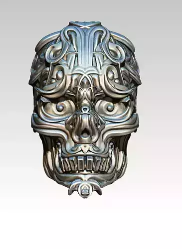 Android curve wired skull head modern art bust 3D print model
