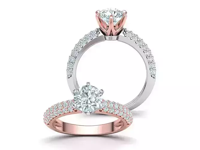 1ct Engagement ring Six prong design 3dmodel 3D print model