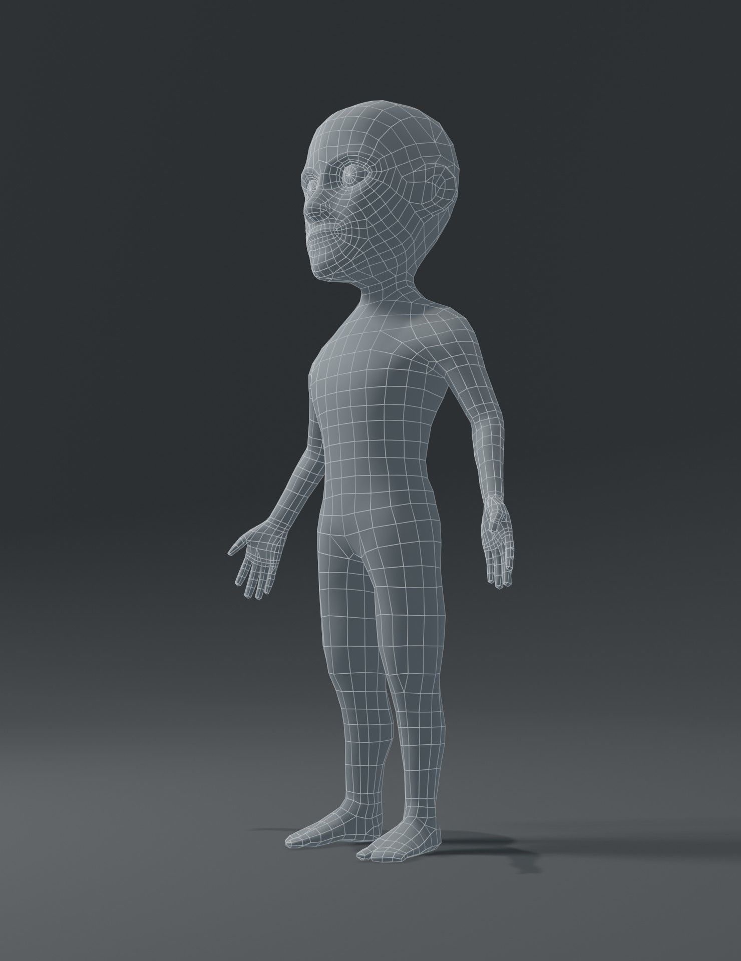 Male Body Cartoon Base Mesh 3D Model Low-poly 3D model_6