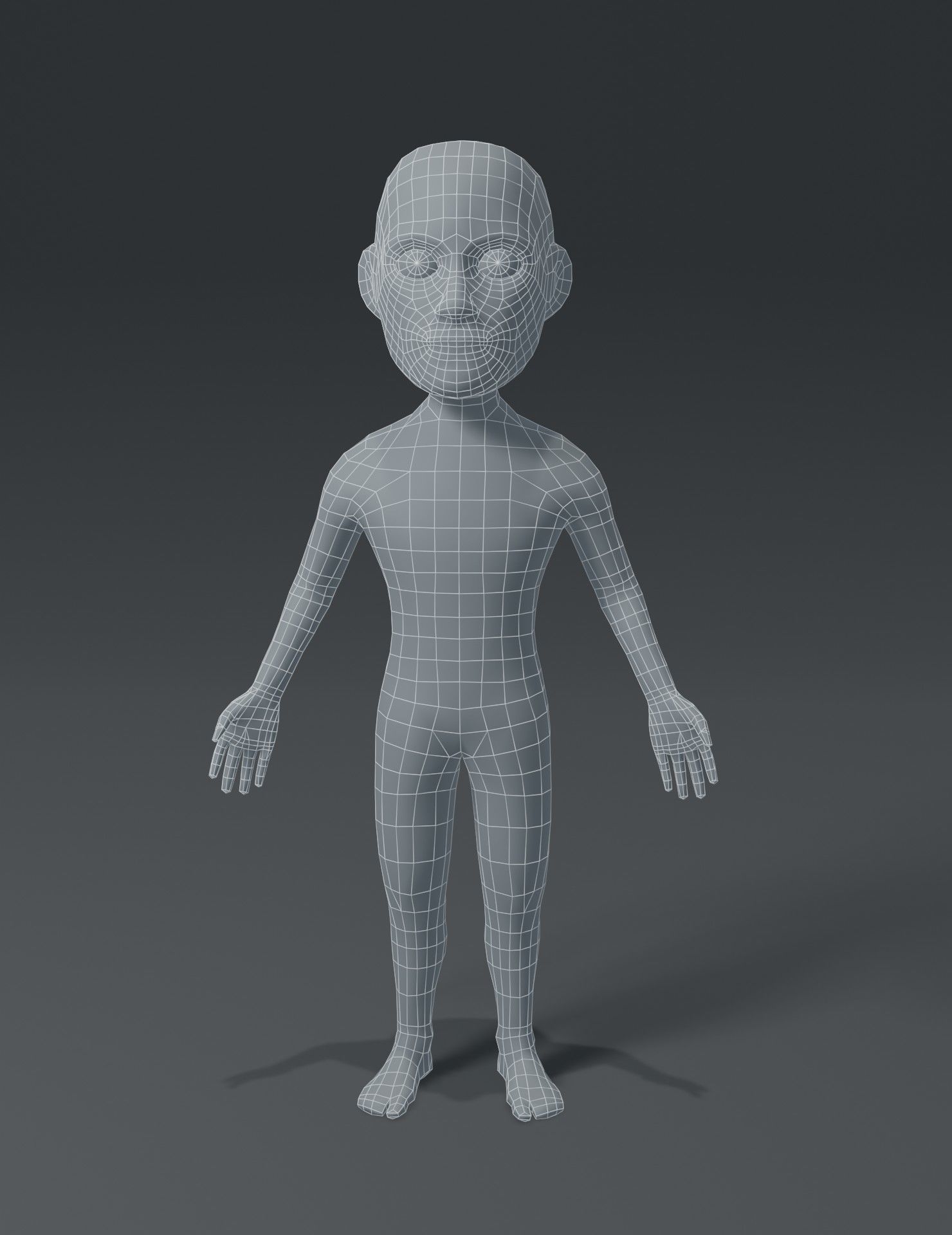 Male Body Cartoon Base Mesh 3D Model Low-poly 3D model_4