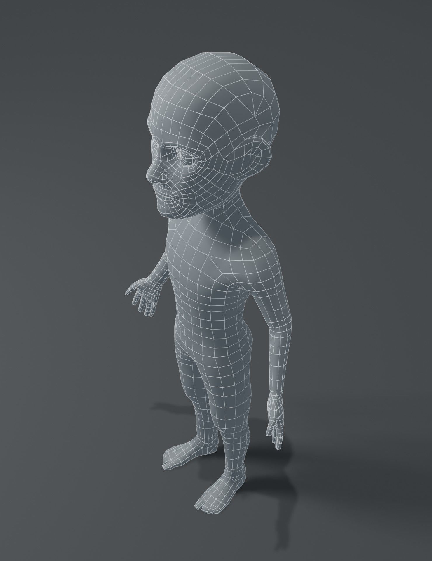 Male Body Cartoon Base Mesh 3D Model Low-poly 3D model_3