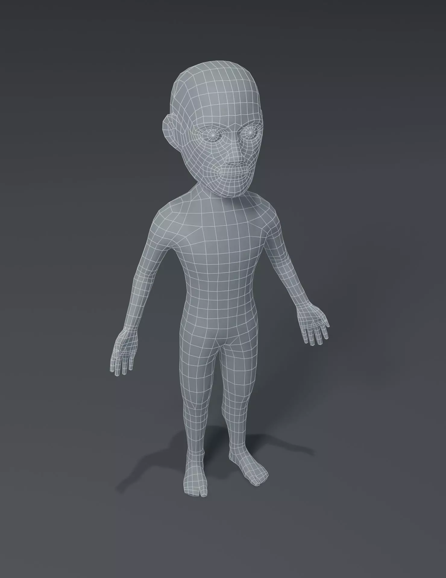 Male Body Cartoon Base Mesh 3D Model Low-poly 3D model_0