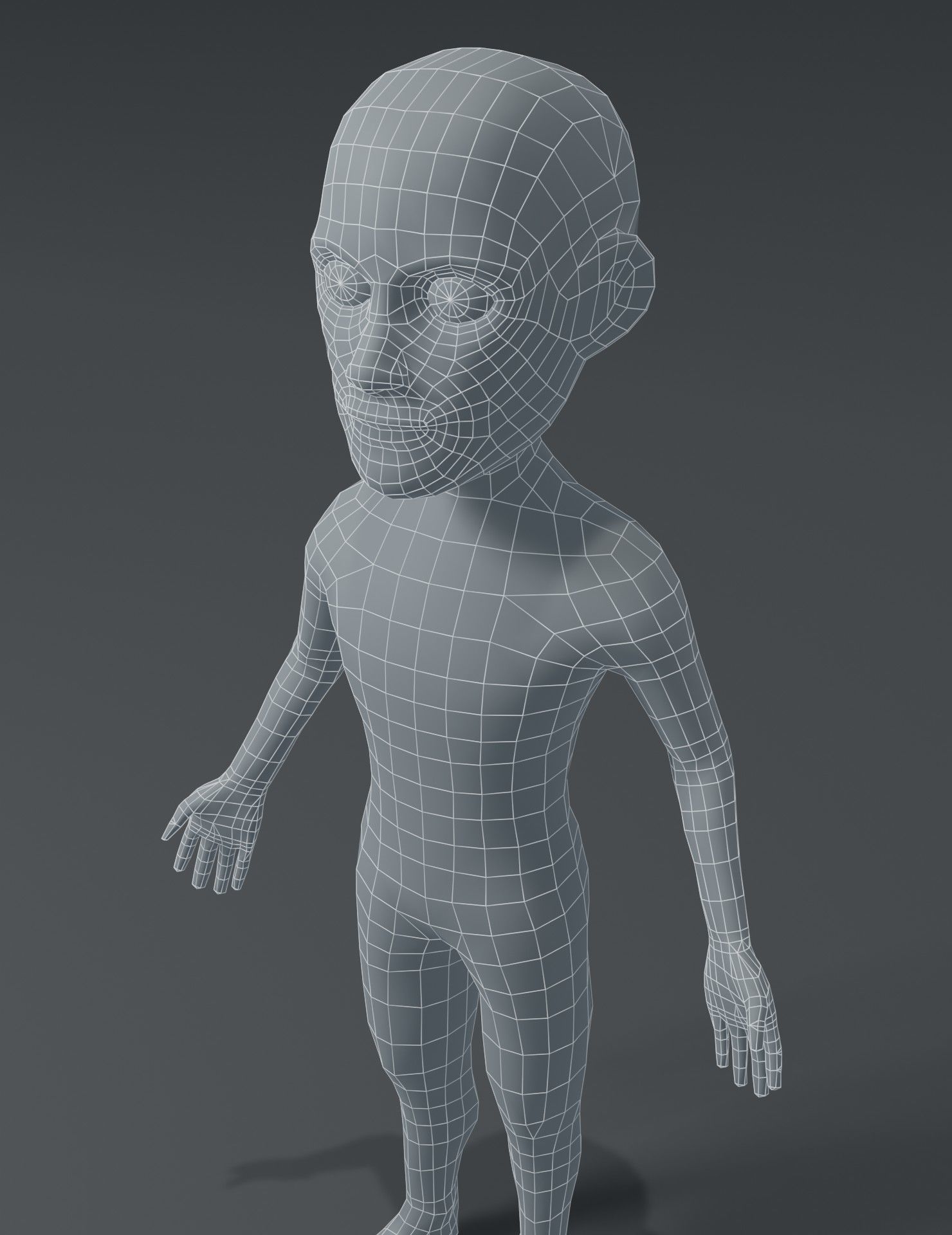 Male Body Cartoon Base Mesh 3D Model Low-poly 3D model_5