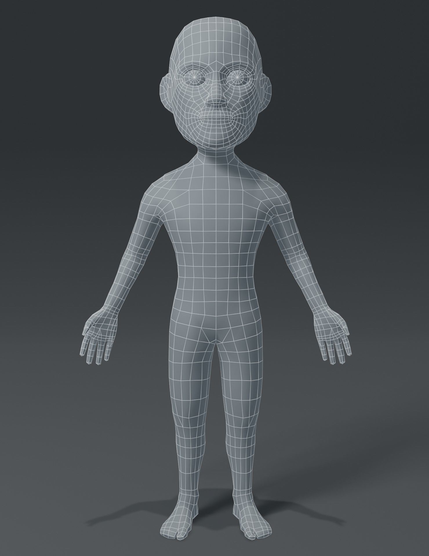 Male Body Cartoon Base Mesh 3D Model Low-poly 3D model_2