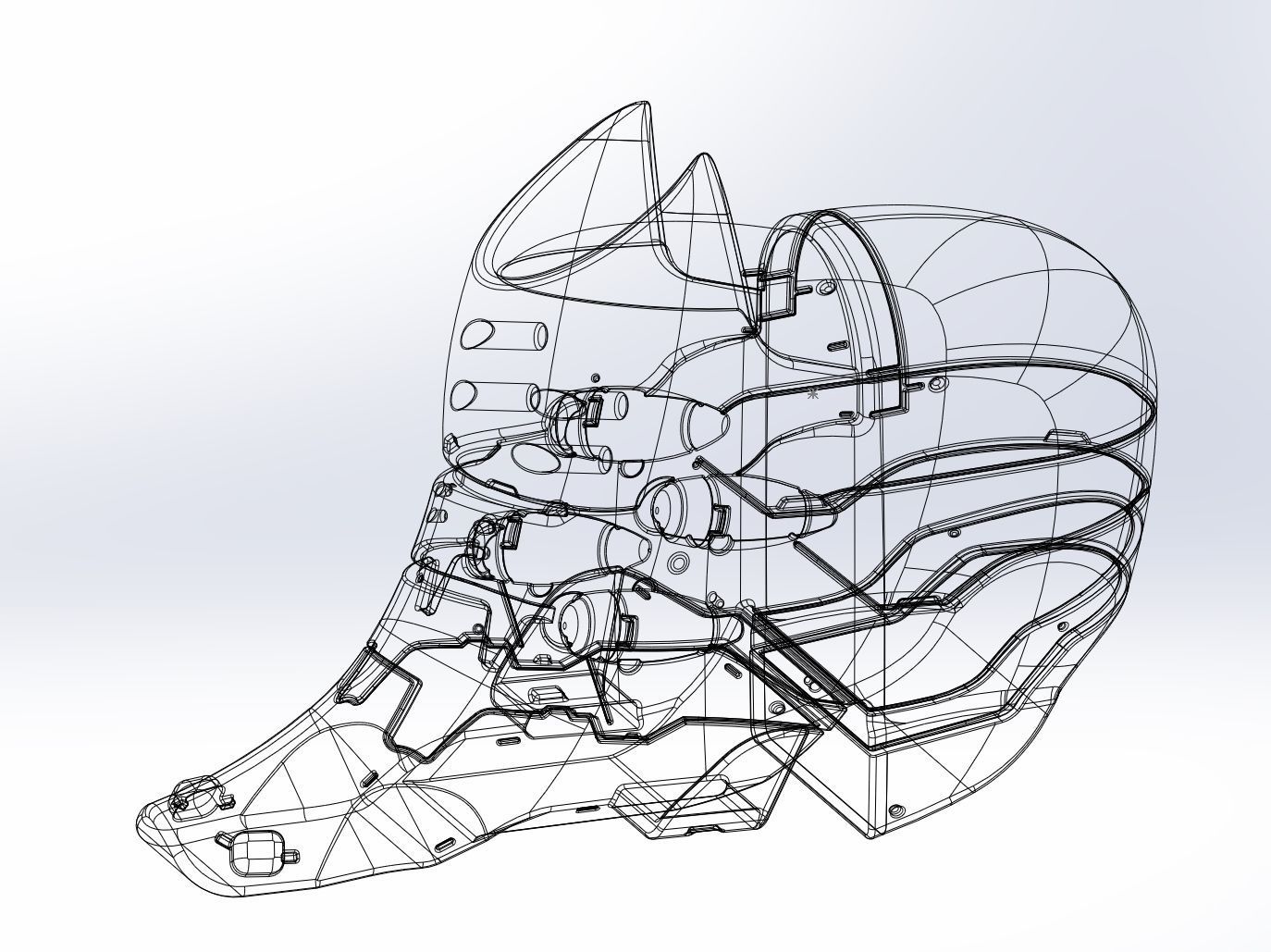 Evangelion Rebuild Unit 02 Head Replica Prinable Assembly 3D print model_3