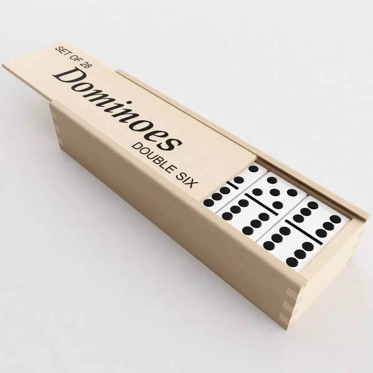 Dominoes in wooden box 3D model