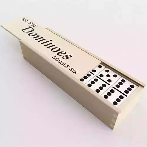 Dominoes in wooden box