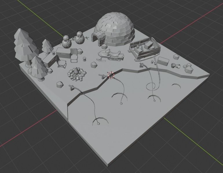 isometric fishing in the ice Low-poly 3D model_5