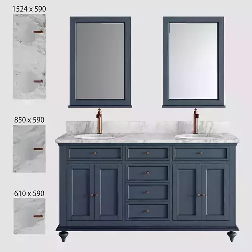 Keller Double Vanity for Undermount Sinks - Vintage Navy Blue