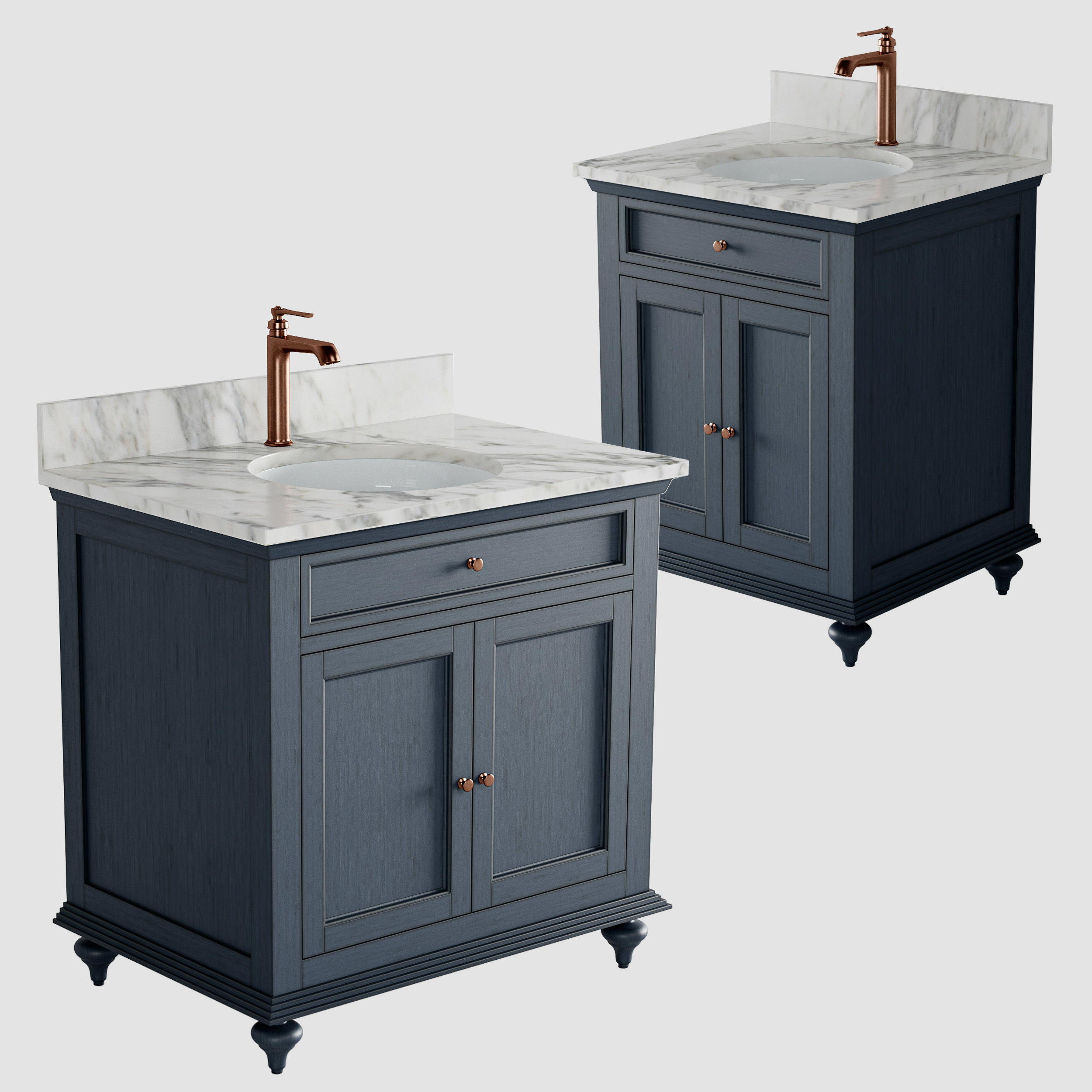 Keller Double Vanity for Undermount Sinks - Vintage Navy Blue 3D model_1