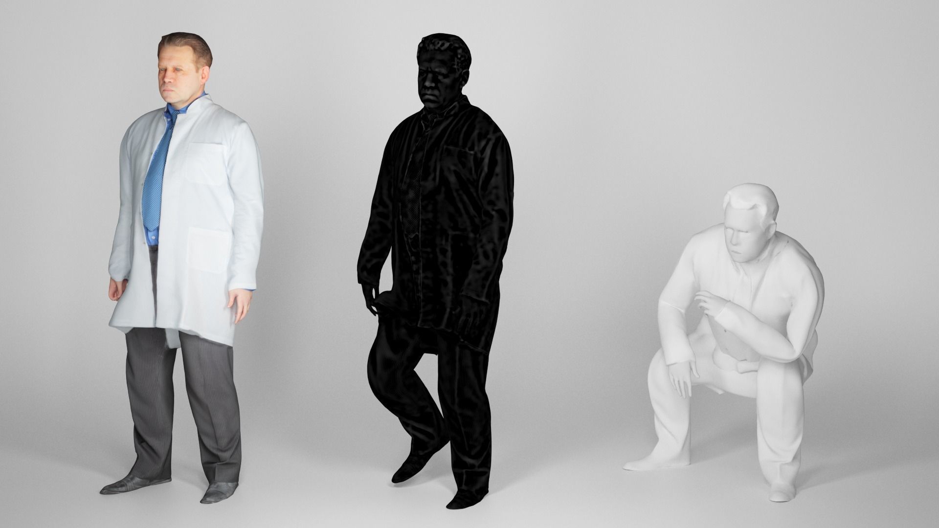 Animated medical doctor male walking standing sitting 82 Low-poly 3D model_4