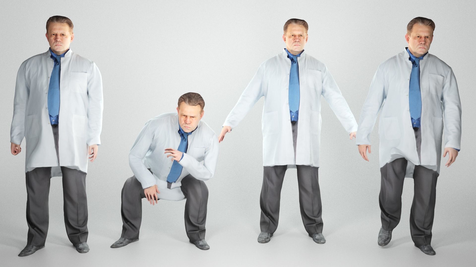 Animated medical doctor male walking standing sitting 82 Low-poly 3D model_2