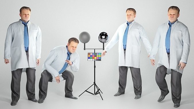 Animated medical doctor male walking standing sitting 82 Low-poly 3D model