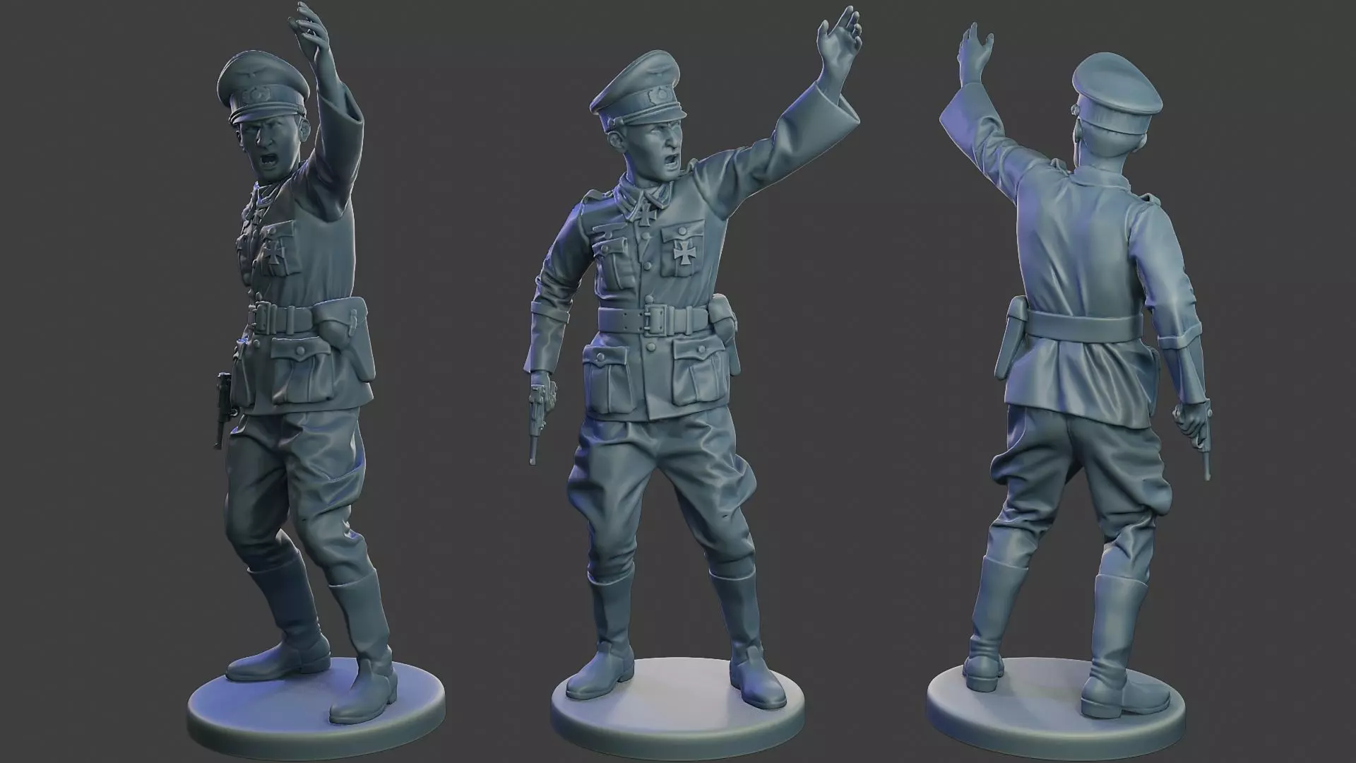 German Officer ww2 warning G5 3D print model