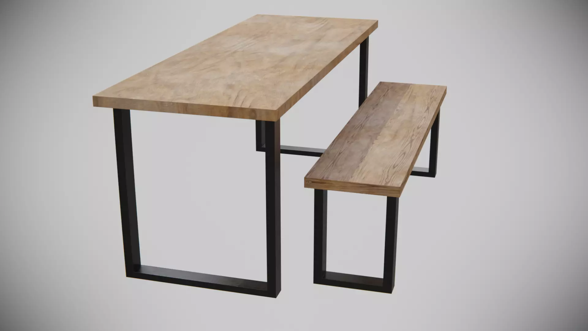 Dining Table set stylised Low-poly 3D model_0