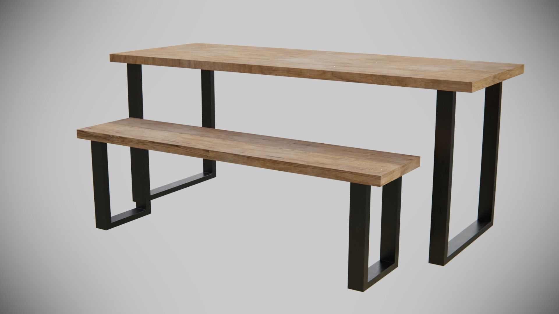 Dining Table set stylised Low-poly 3D model_5