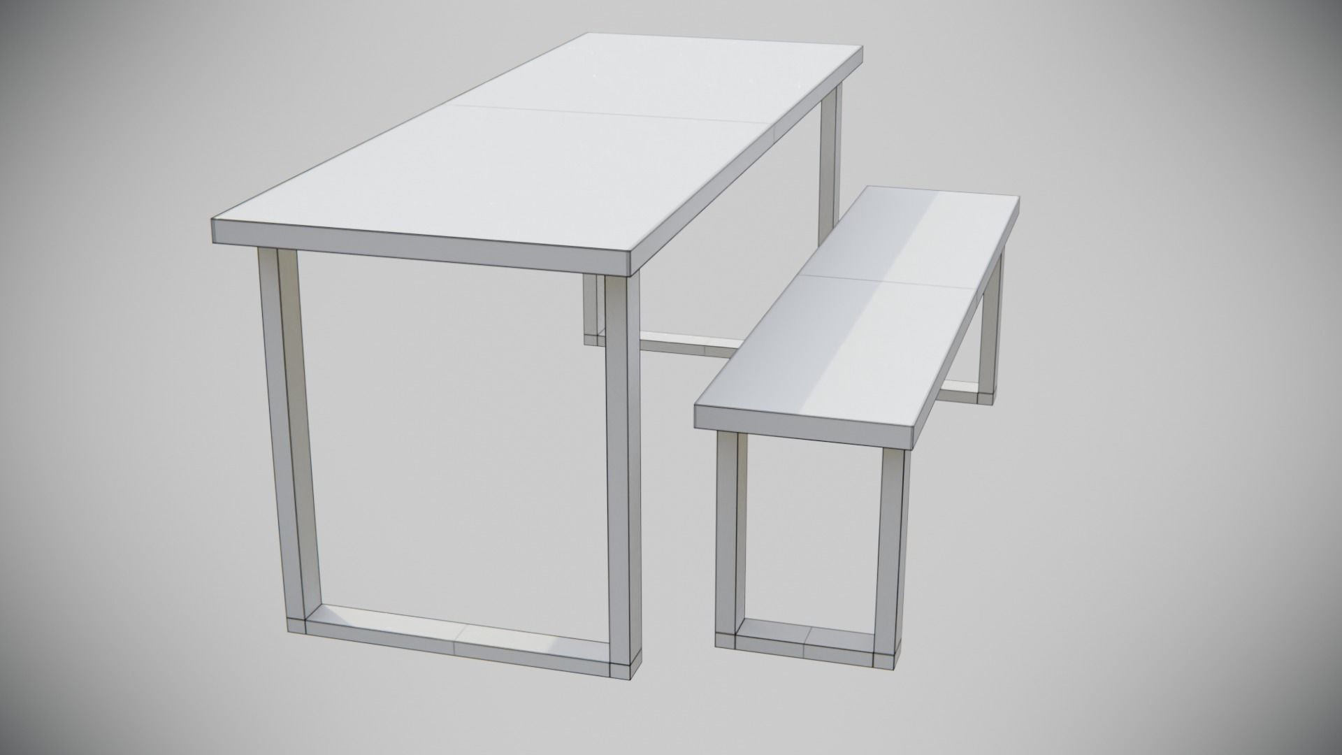 Dining Table set stylised Low-poly 3D model_2