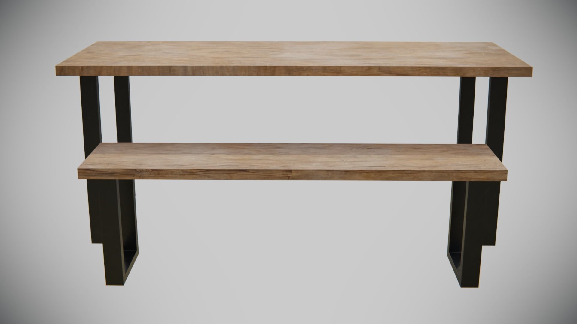 Dining Table set stylised Low-poly 3D model_3