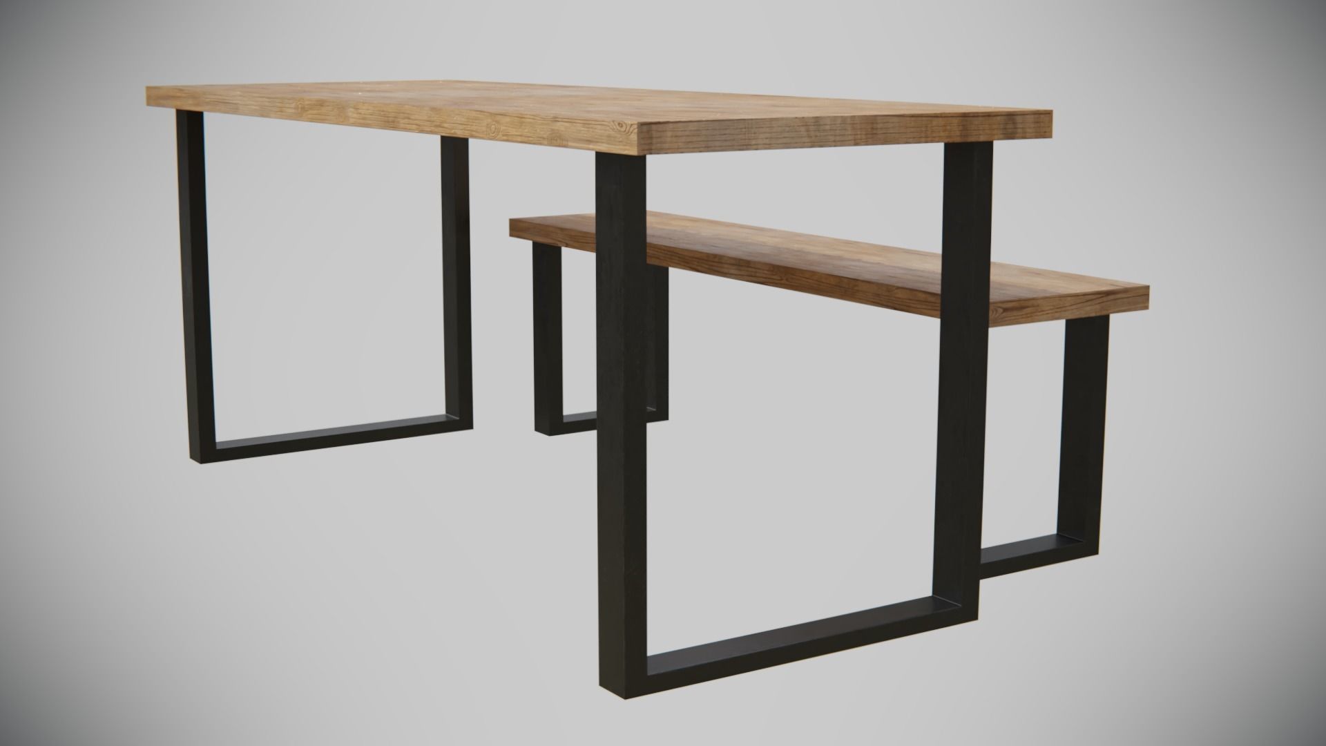 Dining Table set stylised Low-poly 3D model_9