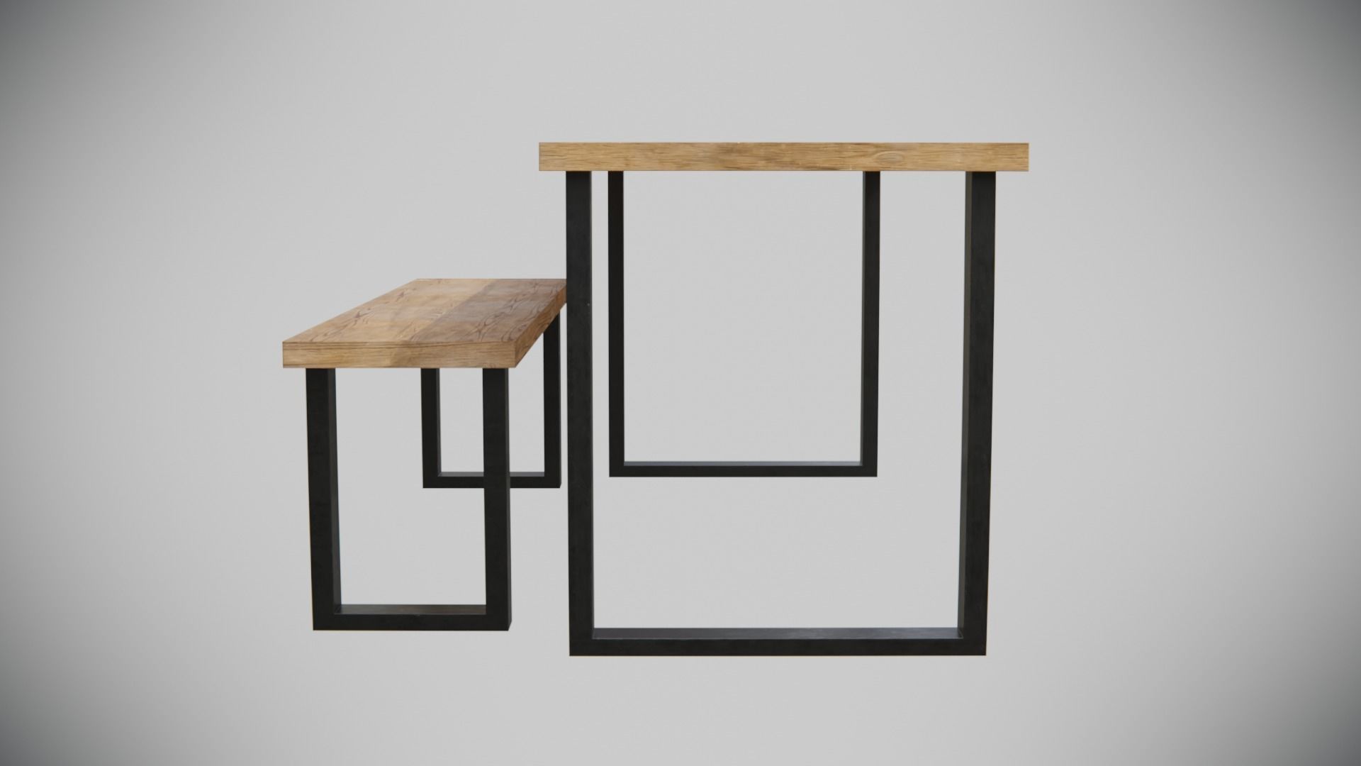 Dining Table set stylised Low-poly 3D model_8
