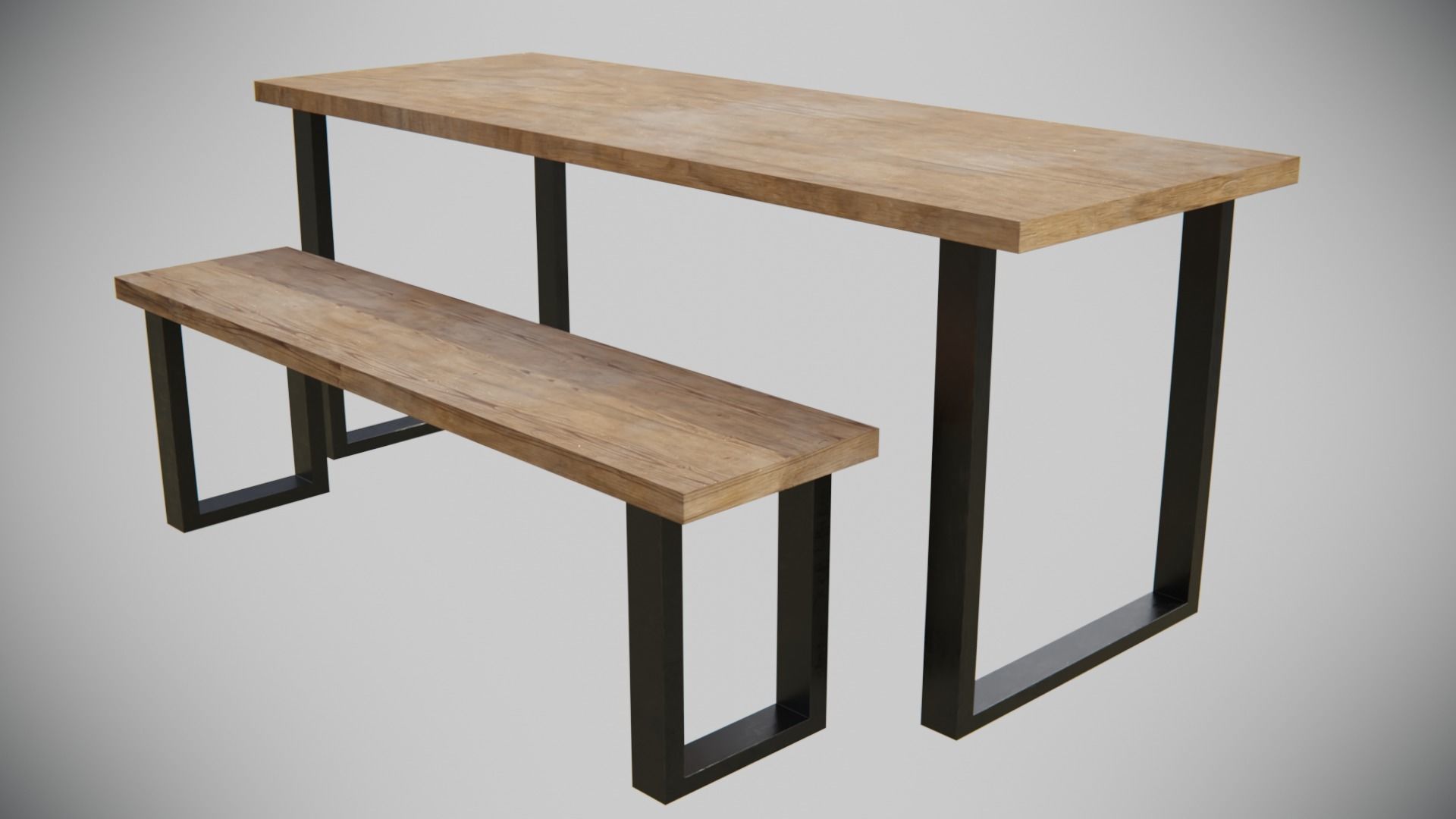 Dining Table set stylised Low-poly 3D model_4
