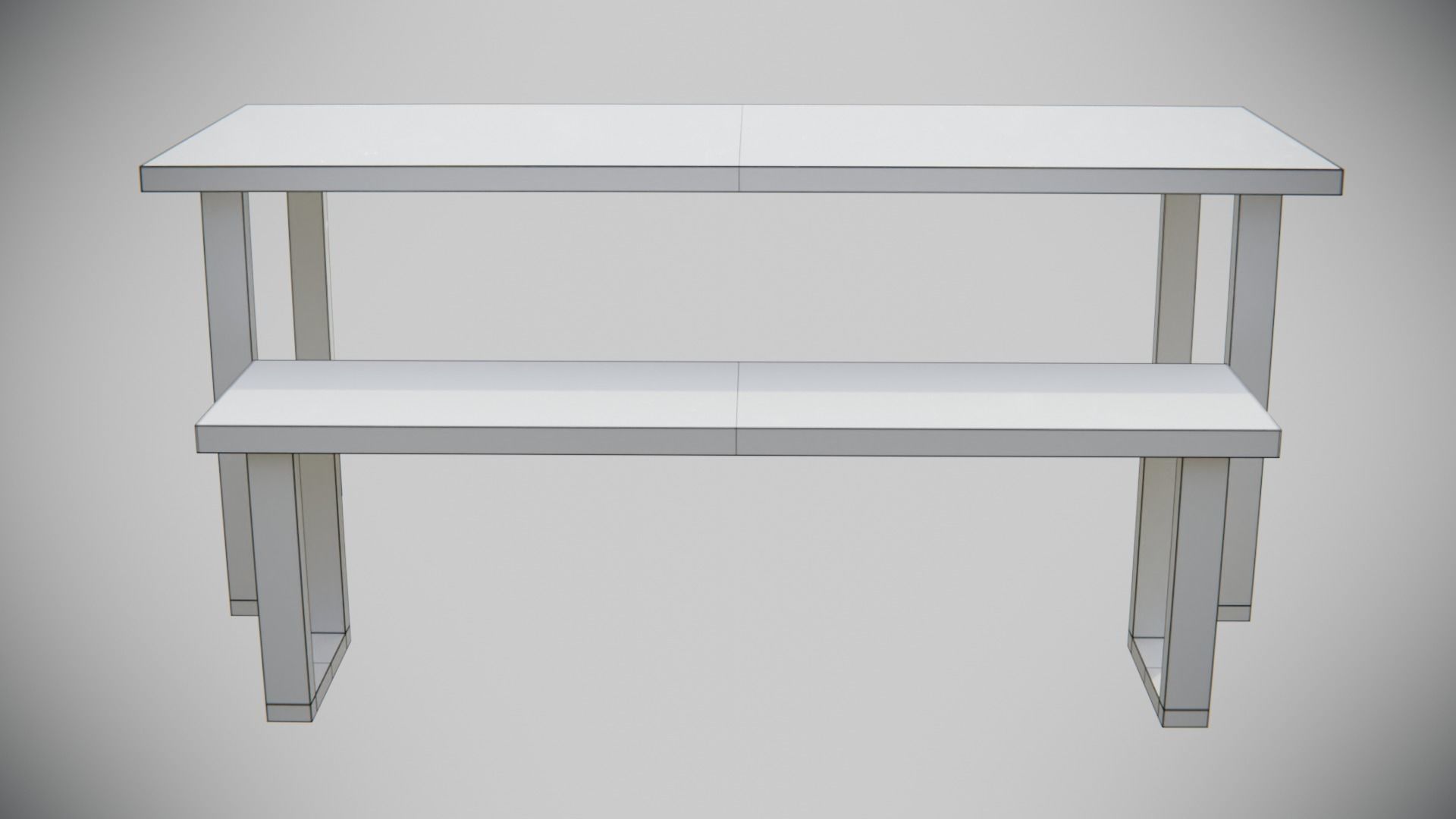 Dining Table set stylised Low-poly 3D model_7