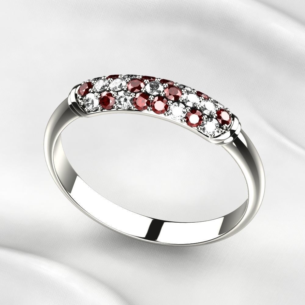 Elegant Pave Gems Gold Ring 3D print model_2