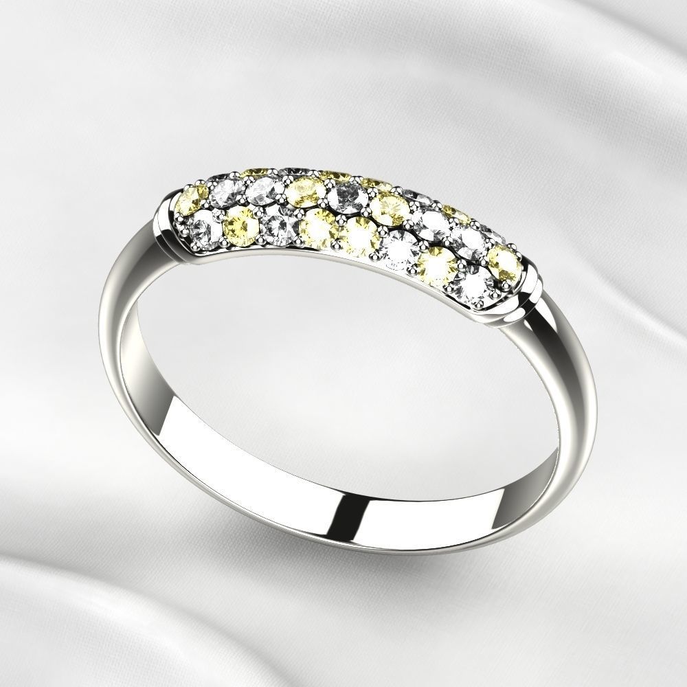 Elegant Pave Gems Gold Ring 3D print model_5