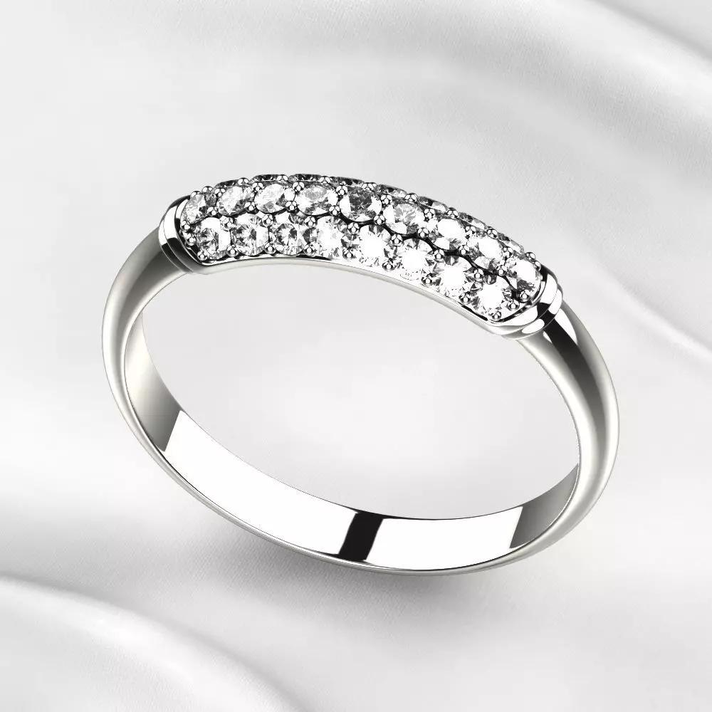 Elegant Pave Gems Gold Ring 3D print model_0